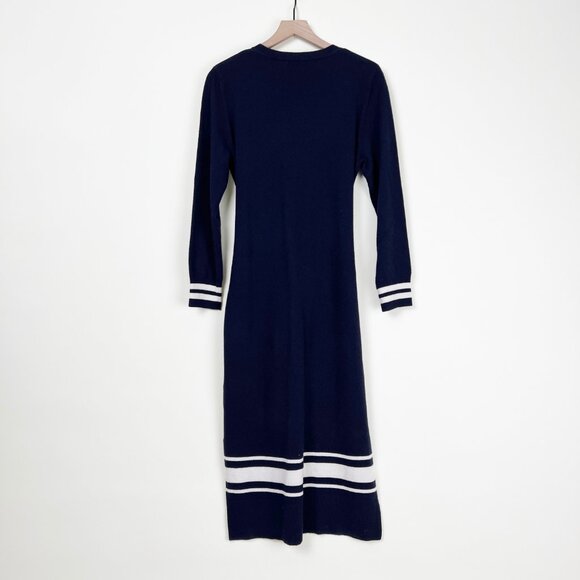 Sandro Cashmere Wool Stripe Midi Knit Sweater Bryone Dress Preppy Paris Academia - Picture 11 of 14